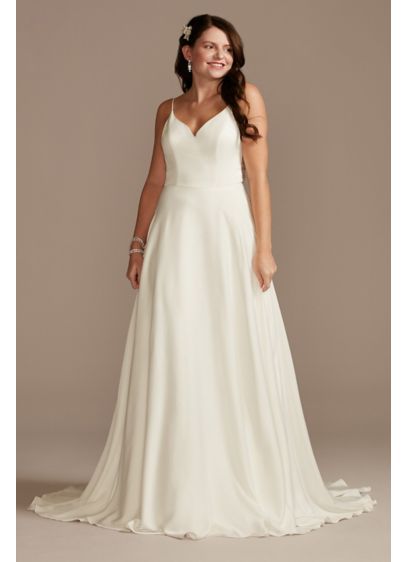 Beaded Illusion Back V-Neck Satin Wedding Dress - Make a statement while walking down the aisle